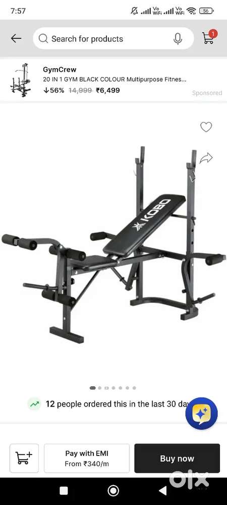 Gym bench foldable