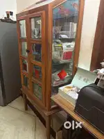 Beautiful Glass & Mirror Teak Shelf