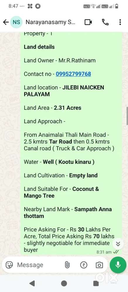 Agriculture Dry land 2.31 acres good for harvesting Coconut & Mango