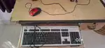 MONITOR MOUSE KEYBOARD ALONGWITH MUSIC SYSTEM AND TABLE