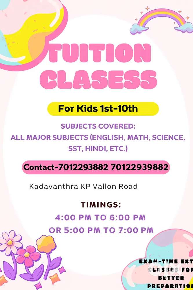 TUTION CLASS FOR 1-10 CLASSES