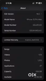 I phone 15 pro max 256 gb expire 25-07-2025