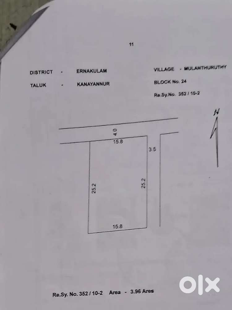 Residential plot for sale Mulanthuruthy
