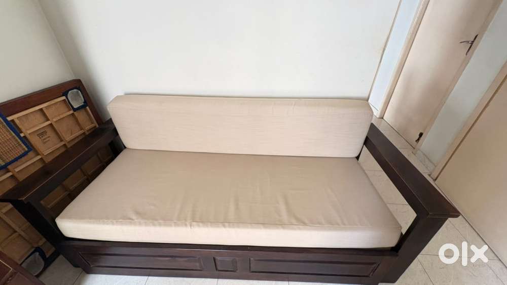 Riota Sheesham Wood Sofa Cum Bed With Storage