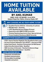 HOME TUTION (1-8) ALL AT YOUR HOME COMFORT