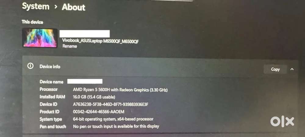 Asus vivobook pro 16gb 512gb