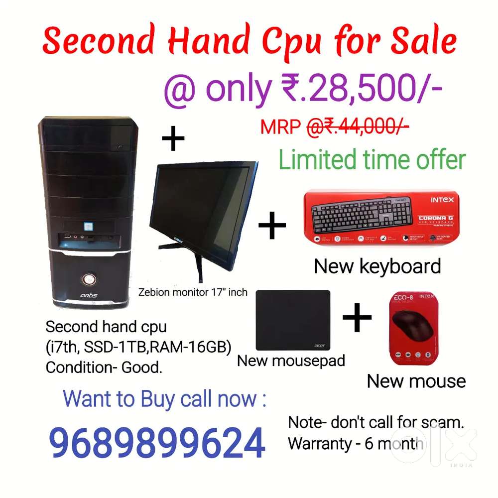 Second hand computer i7th 1TB-SSD, 16GB-RAM good condition