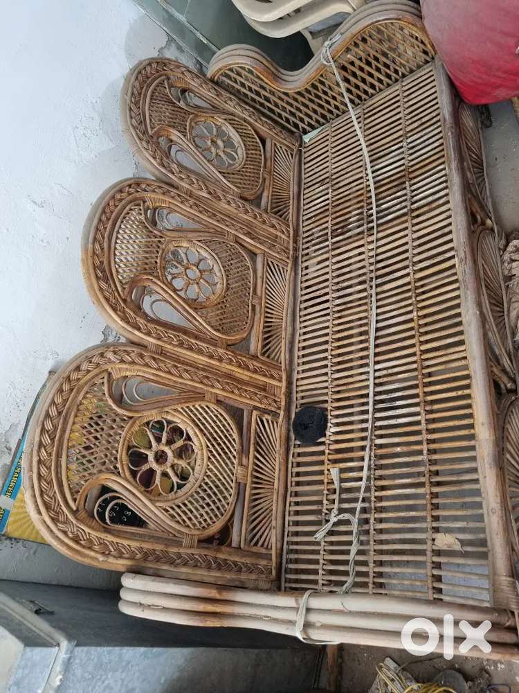 5 seater Cane sofa with cane center and side tables