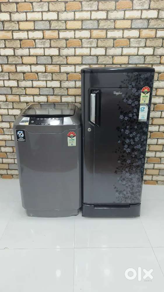 :#8#Whirlpool black flower fridge and godrej eon top load 7.5kg