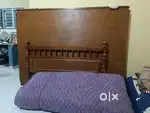 Teak wood king sized cot and mattress