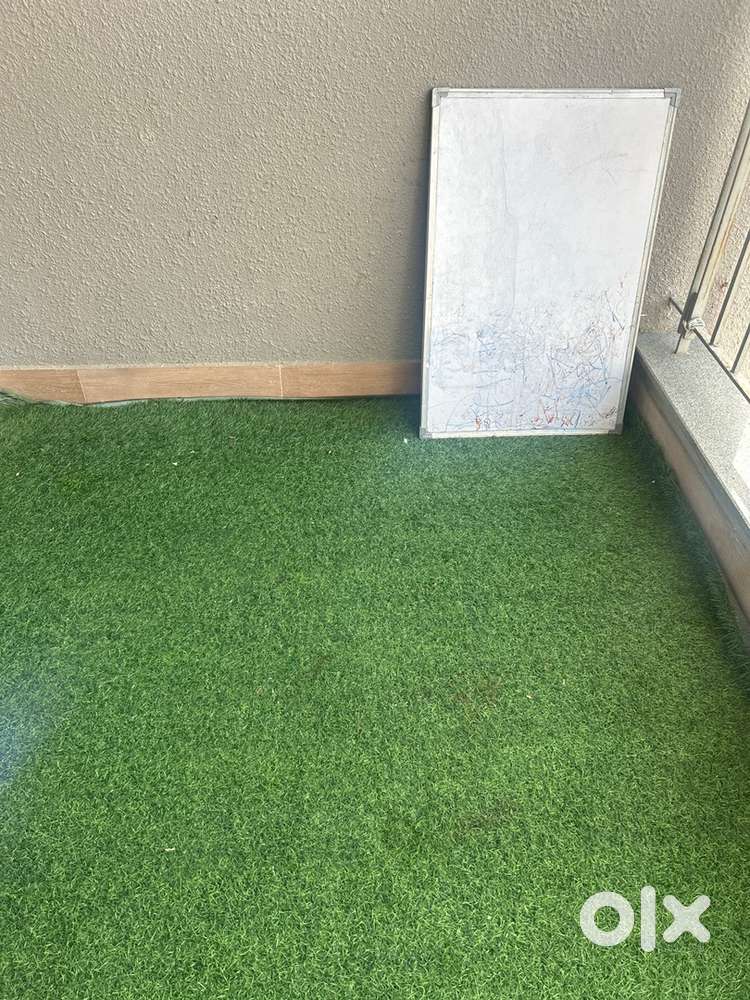 Green grass with 2 chairs & white board