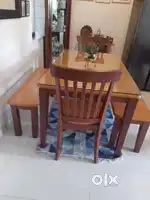 Dining table with 2 benches and 2 chairs
