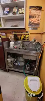 Chaat counter and tables chairs