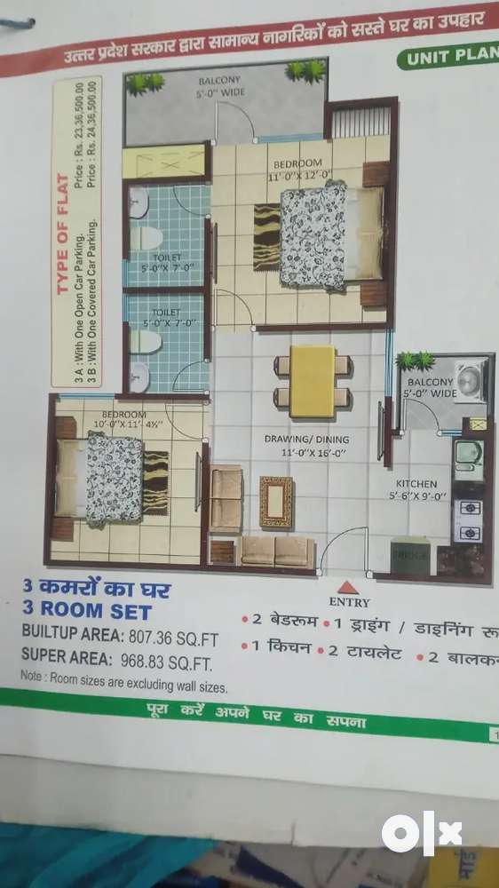 3bhk flat/apartment for rent in diya green society ghaziabad