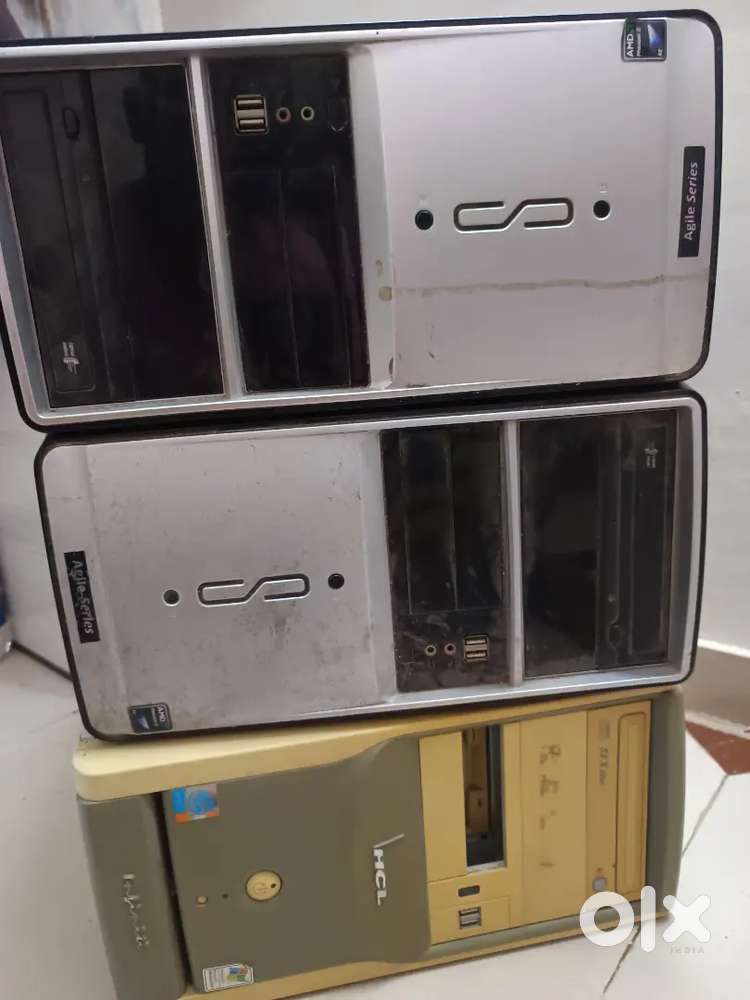 3 old computer cabinet only (not working condition)