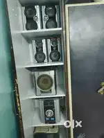 Original Sony music system with wooden speakers