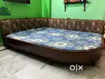 L shaped bed with mattress for living room