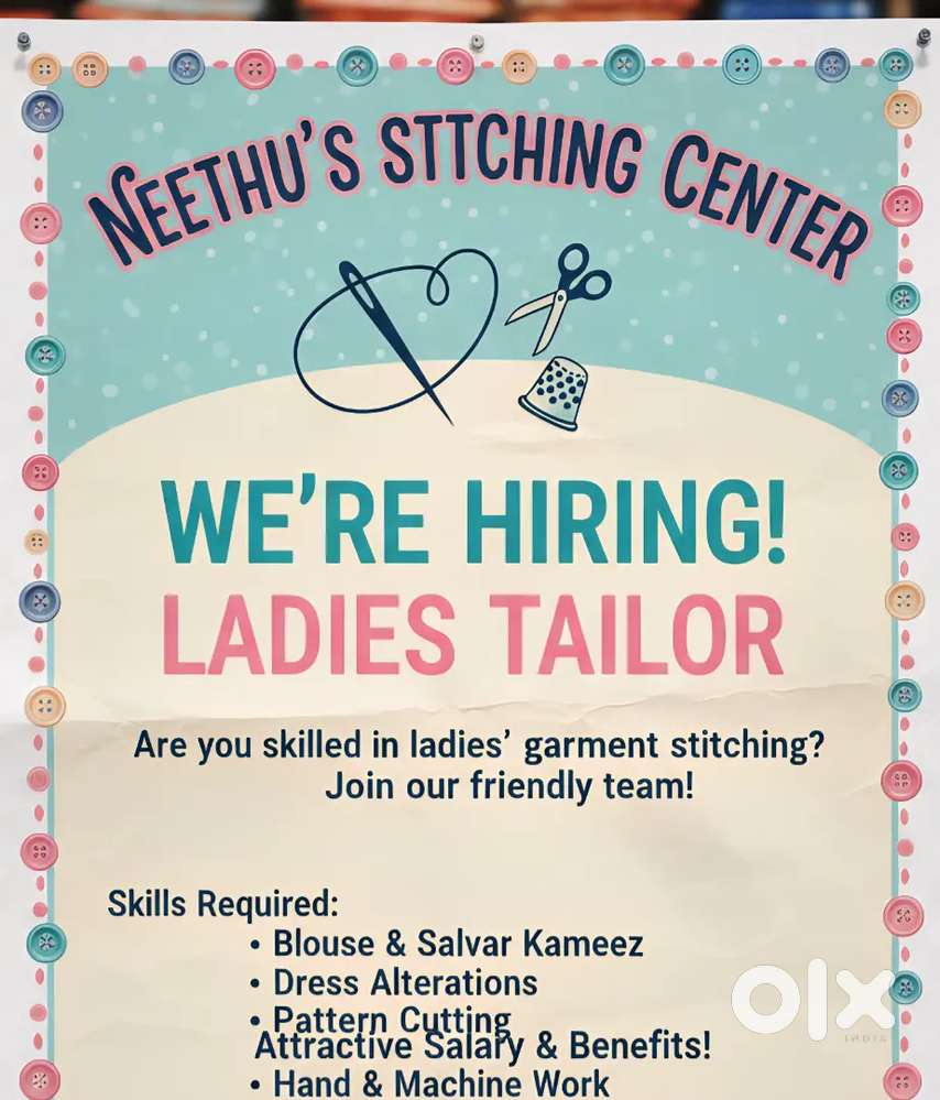 Hiring Experienced Tailor – Immediate Requirement
