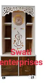 Designer wooden temple with storage Pooja Ghar Mandir with led light