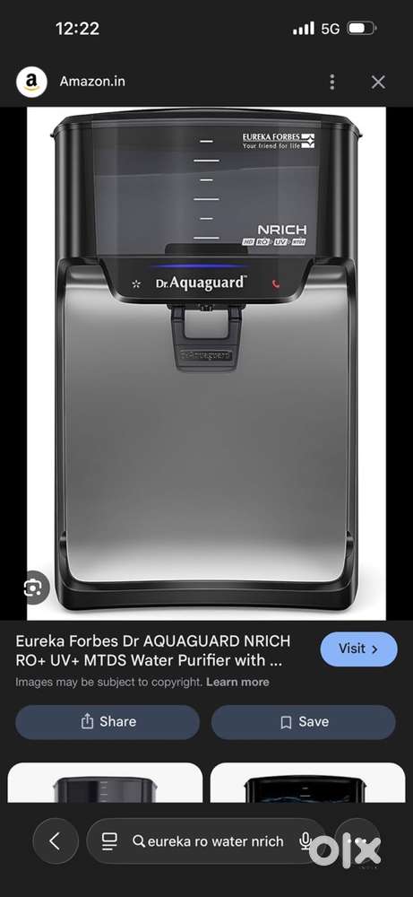 Eureka Forbes Nrich 7 L Ro + UV Water Purifier