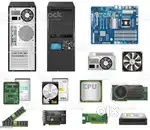Motherboard Ram Hard-Disk SSD GPU Card SMPS Keyboard mouse Cabinet CPU