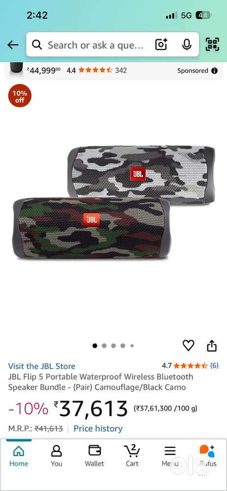 Jbl flip 5 brand new selling single speaker not pair