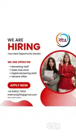 Sales executive, marketing, Back office.