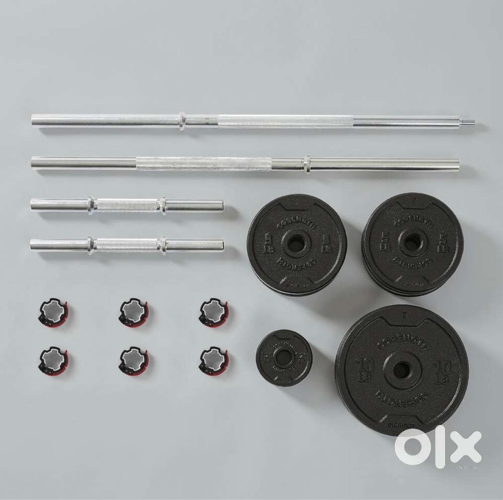 Decathlon- Barbell, Dumbel plates, Rod. Full set