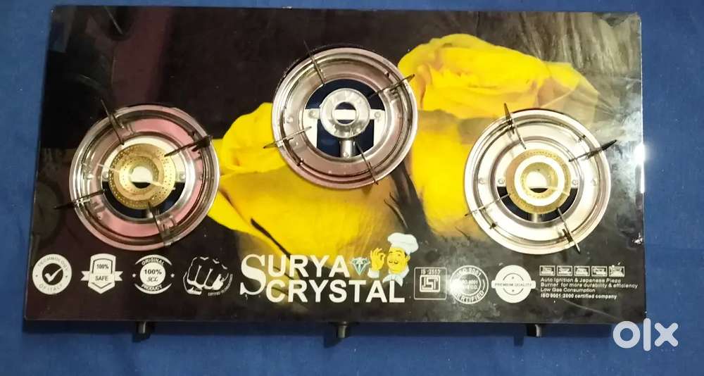 Surya crystal Gas stove with 3 burner automati