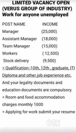Asst manager post