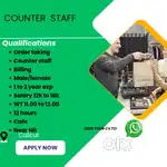 Hiring  Counter staff