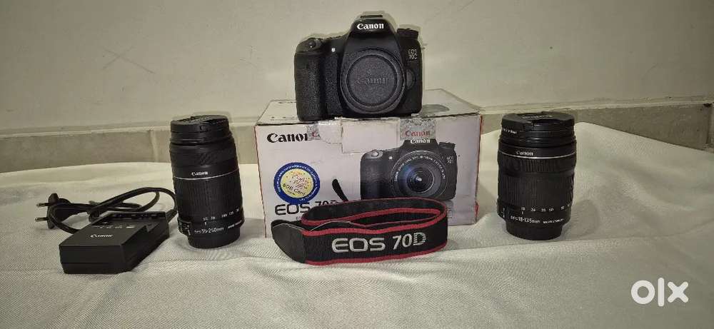 Canon 70 D camera with two lenses