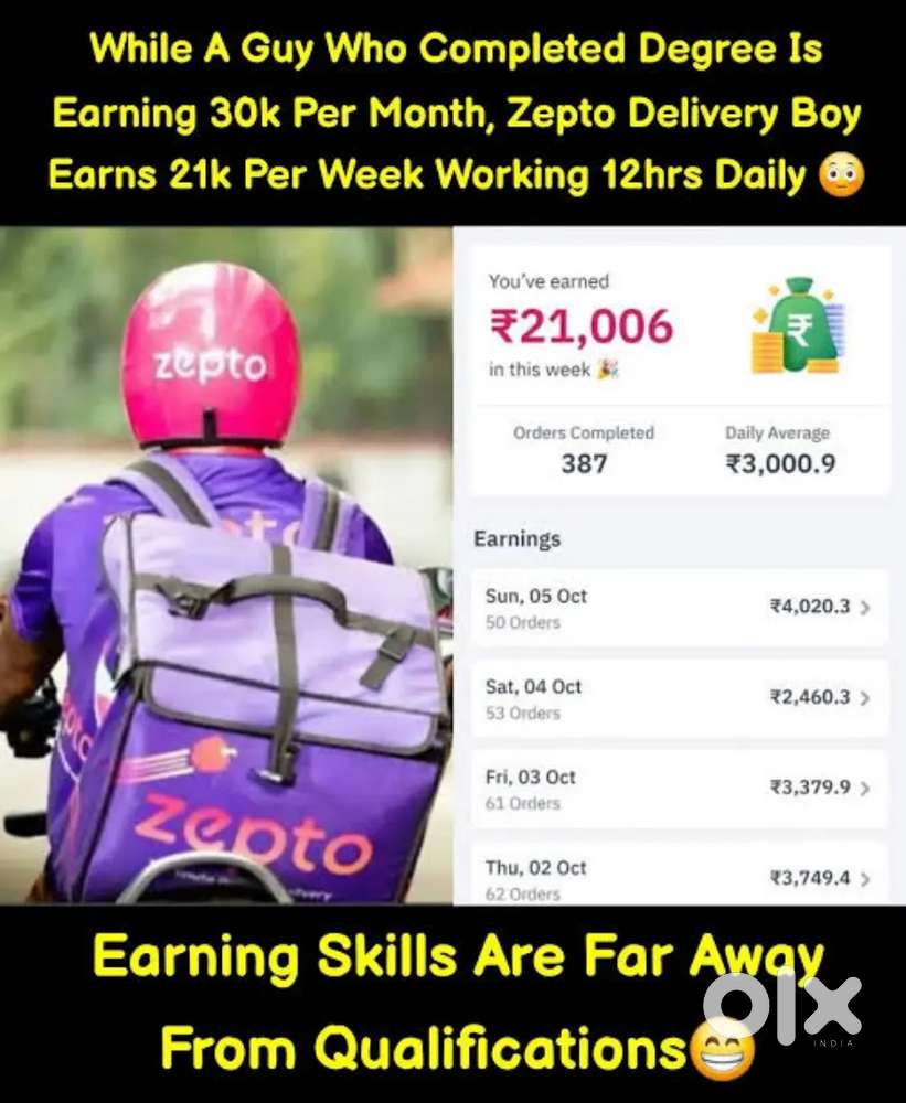 ZEPTO GROCERY DELIVERY JOB IN JAIPUR AND VIDHYA NAGAR