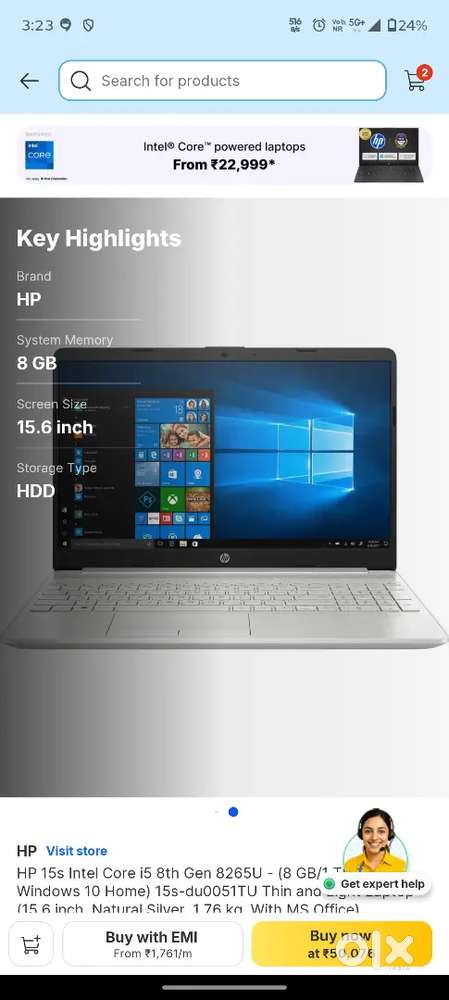 Hp laptop with charger and beg