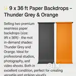 2 Premium Shoot Backdrops – Thunder Grey + Orange (9x36 ft)