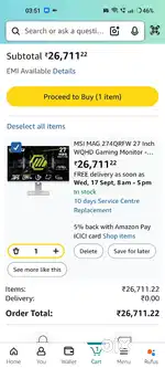 3 months old MSI HDR 1440p 27 inch IPS 1ms gaming monitor