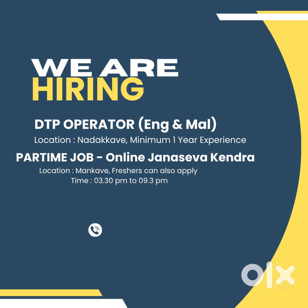 DTP Operator Full Time - Online Janasevakendram Partime Job