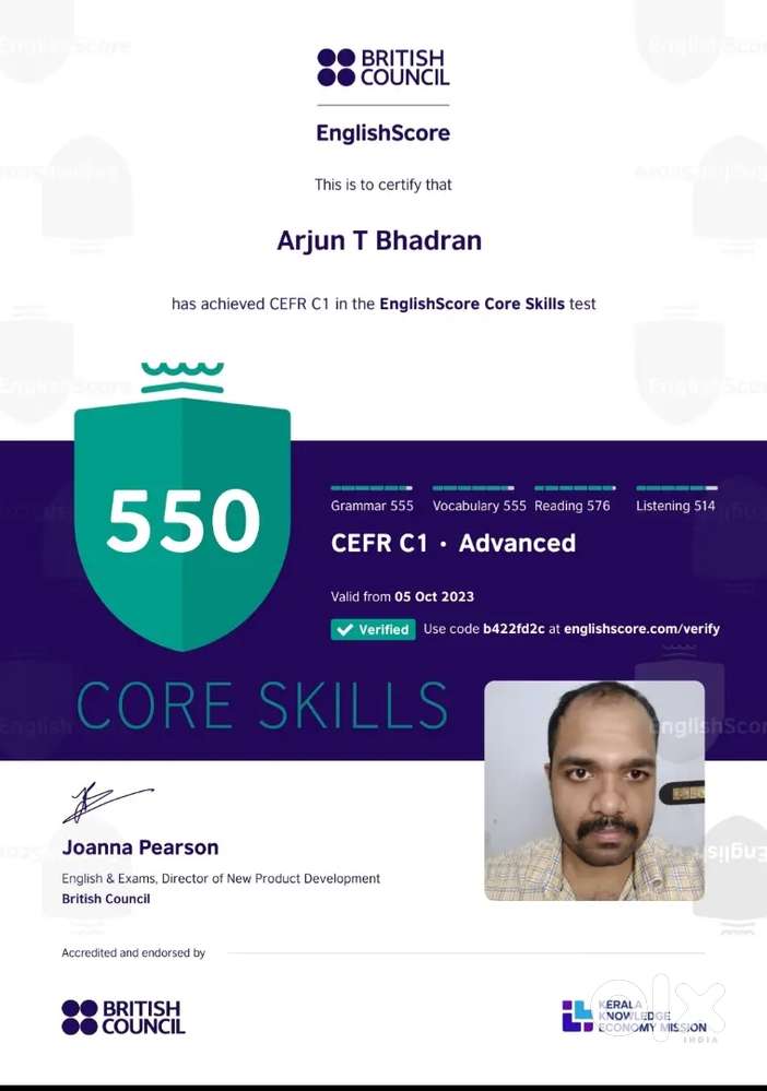 English Tutor With A CEFR Score of 550/600 From British Council.