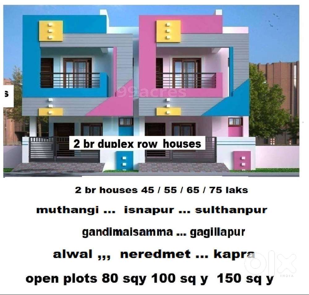 2 br houses 45 / 65 laks near  alwal / neredmet