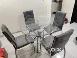 Foldable Glass Dining Table with 4 Chairs – Stylish & Space Saving
