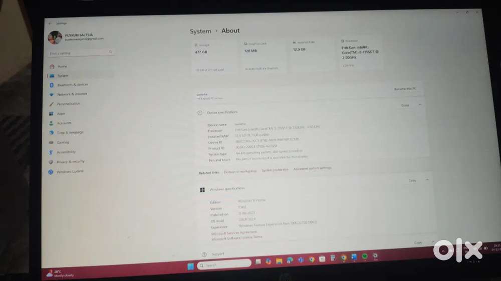 Hp laptop 11th gen i5