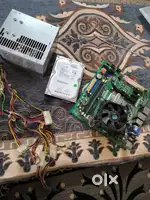 Seagate Hardisk 500gb, motherboard, 2gb Kingston Ram, power supply