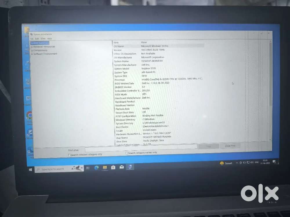 Dell Inspiron 5570 laptop i5 8th generation 16gb ram 256gb SSD