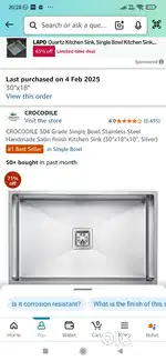 Brand new kitchen sink 30*18*10 brand crocodile