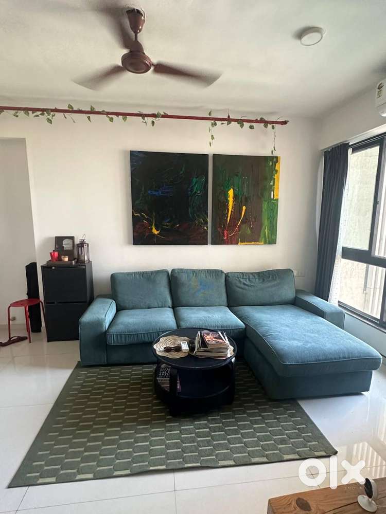 Ikea L Shaped sofa, carpet, center coffee table, Dining table and Bed