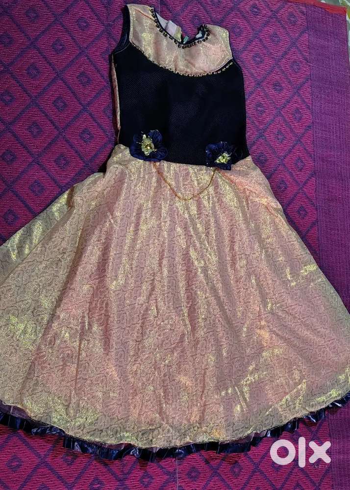 Frock for girls pink colour beautiful dress 5 layar flods size is L,XL