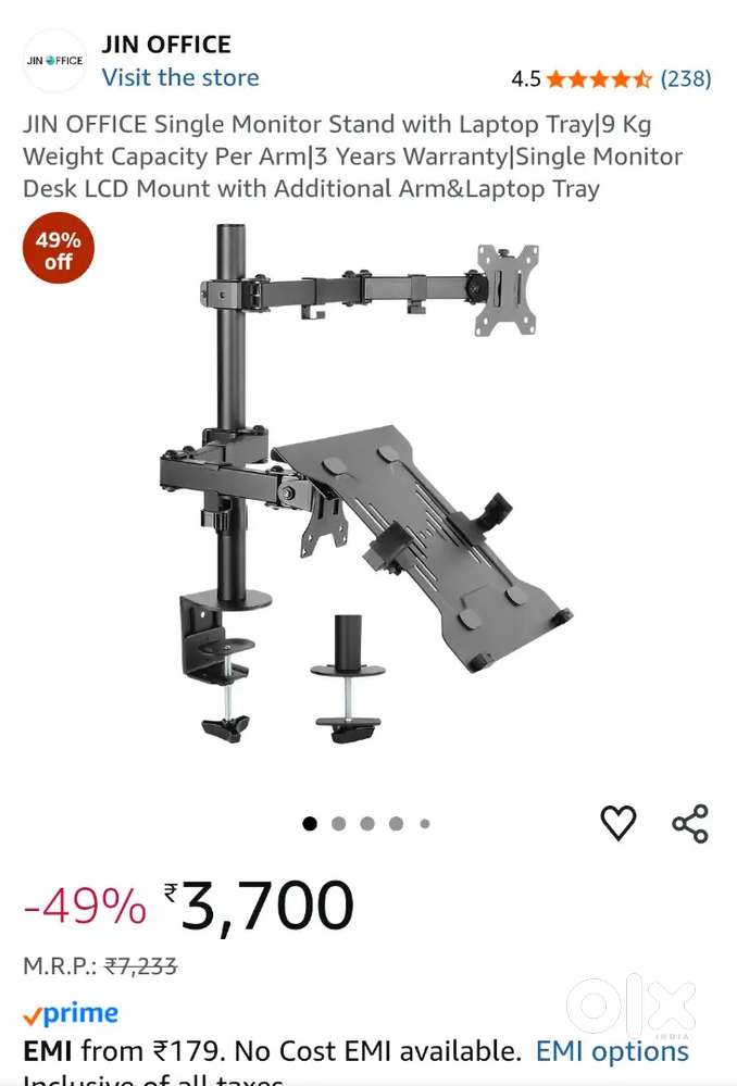 Dual monitor and Single monitor and laptop desk mount arm