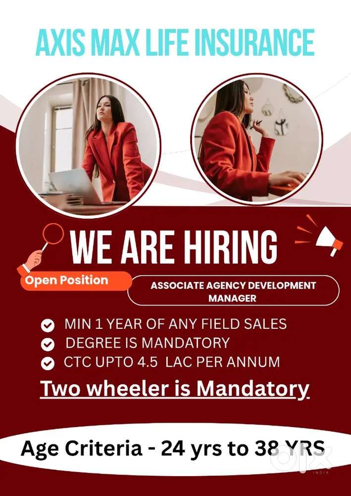 Calicut/Axis max Life insurance/Degree pass/Min 1yr sales exp-Ctc 4.5