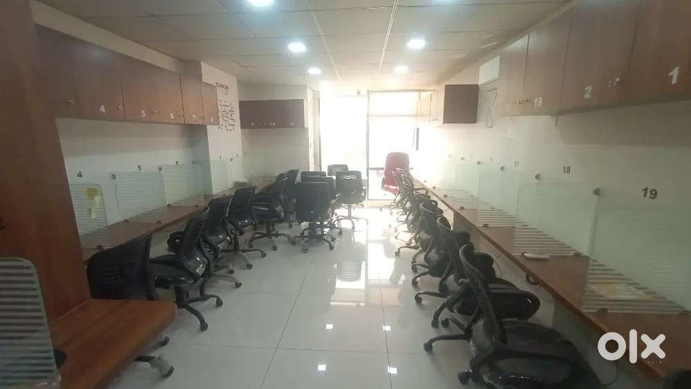 20 work station 2 cabin office for rent at akshar chowk with toilwt