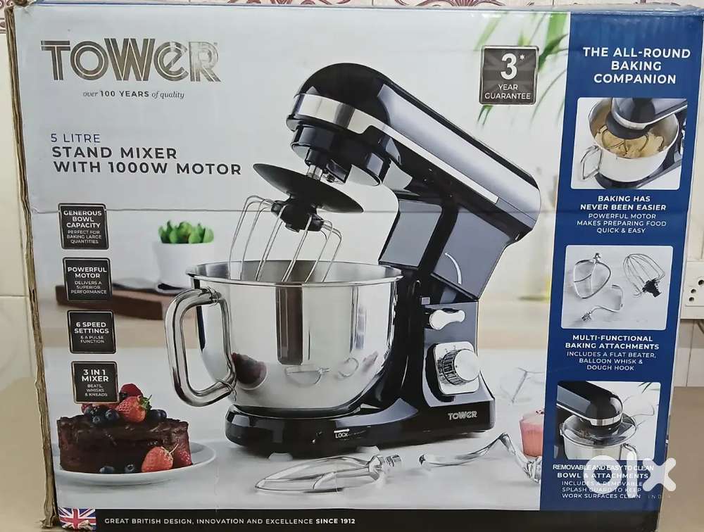 Tower 5L Stand Mixer 1000W Brand new UK Import with box & attachments